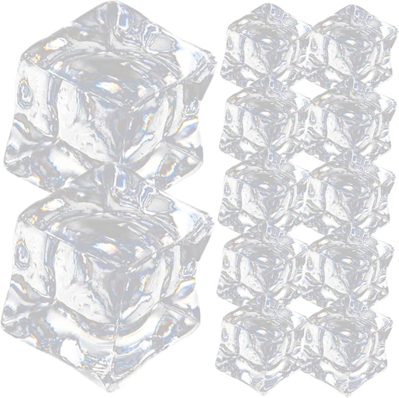 Alipis 60 قطعة مكعبات ثلج شفافة مزيفة قابلة لإعادة الاستخدام حشوات المزهرية أدوات تصوير فوتوغرافي - Image 1